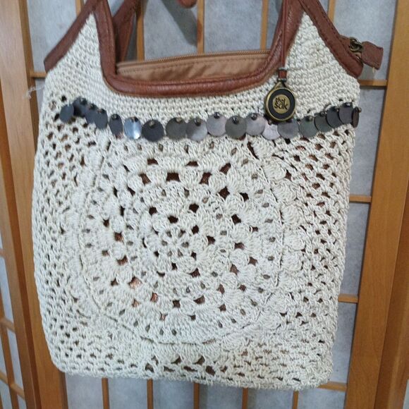 The Sak Heritage Hobo Shoulder Bag Leather Crochet Purse 2015 Brown Vintage Bag - Picture 3 of 16